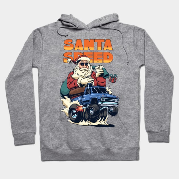 Santa Clause Drives His Hot Rod Car Hoodie by create by adi